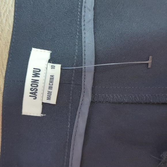 Jason Wu Women's Black Side Stripe Flat Wide Leg Trouser Dress Pants Size 10 - Picture 7 of 10